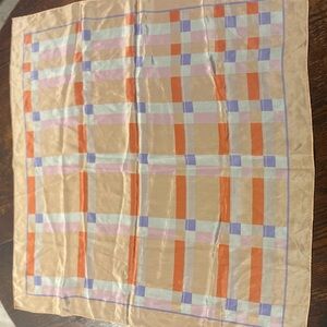 ECHO 100% silk scarf square geometric pastels EUC no flaws